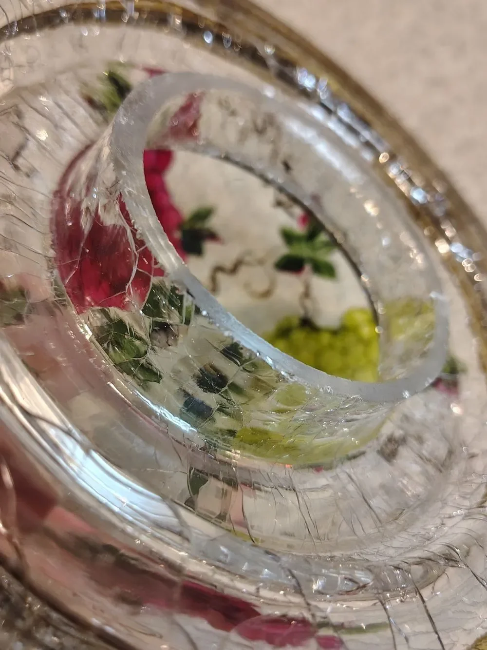 Yankee Candle Crackle Glass Votive — Pink & Green Fruit